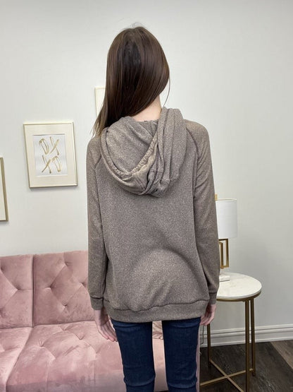 True You Women's Exposed Stitch Long Sleeve Knit Hoodie