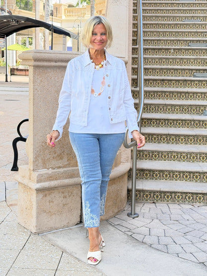 Embroidered Linen Blend Jacket