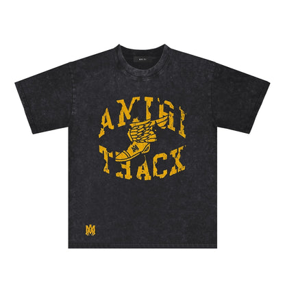 Amiri Washed Distressed T Shirt Printed Trendy Pure Cotton