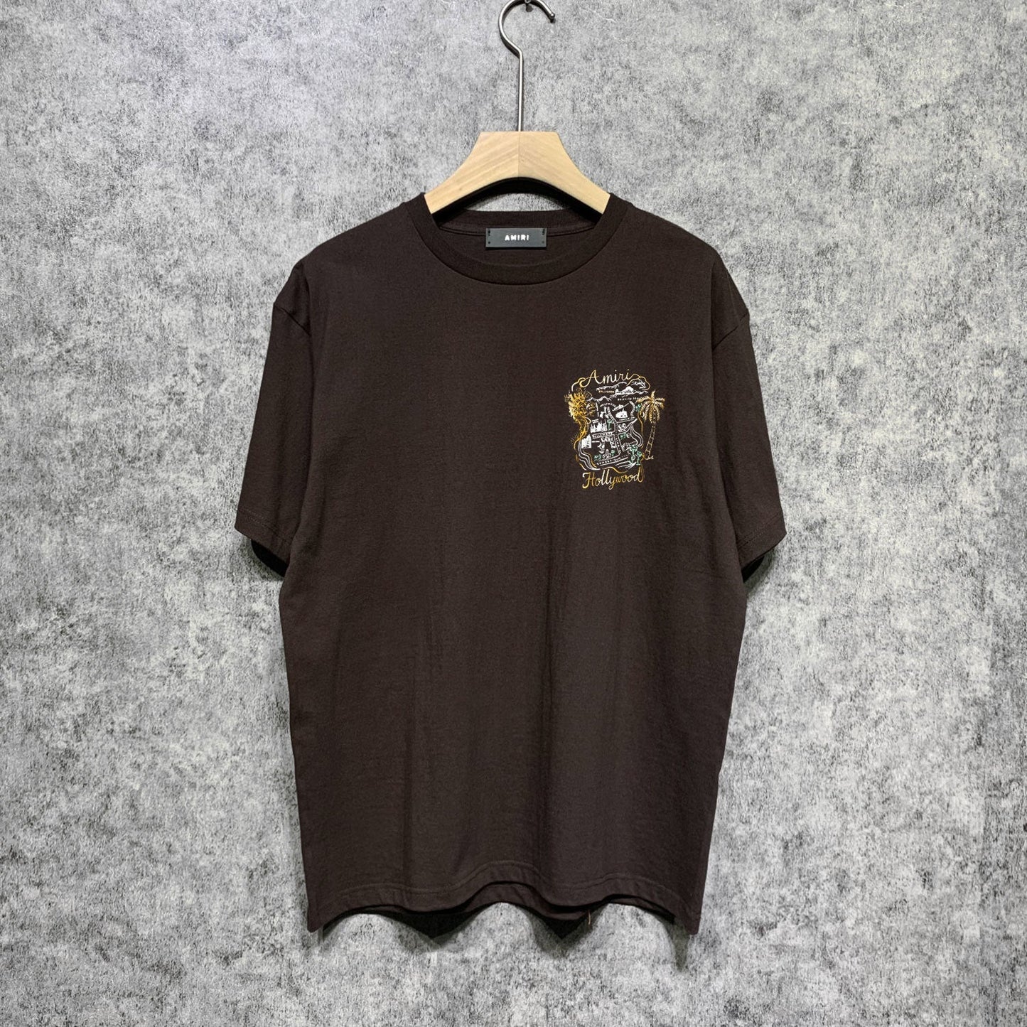 Amiri t shirts hollywood golden dragon printing short sleeve