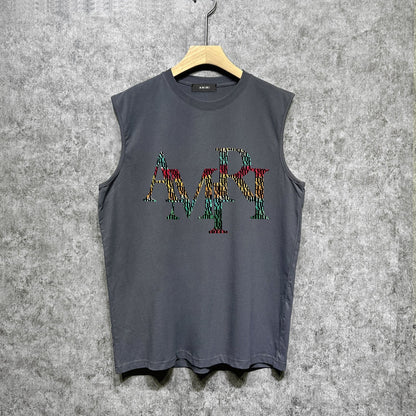 Amiri tank top rainbow letter printing