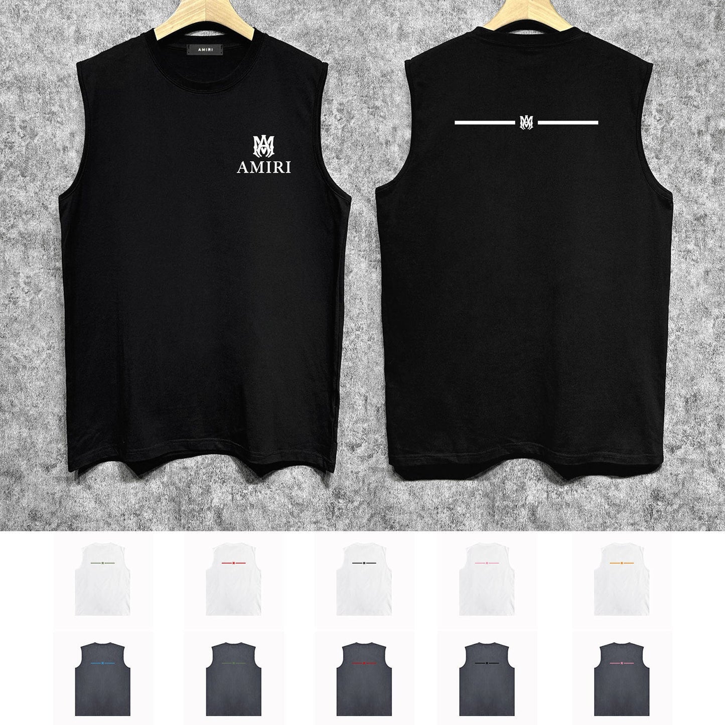 Amiri tank top small spider letter horizontal stripprinting