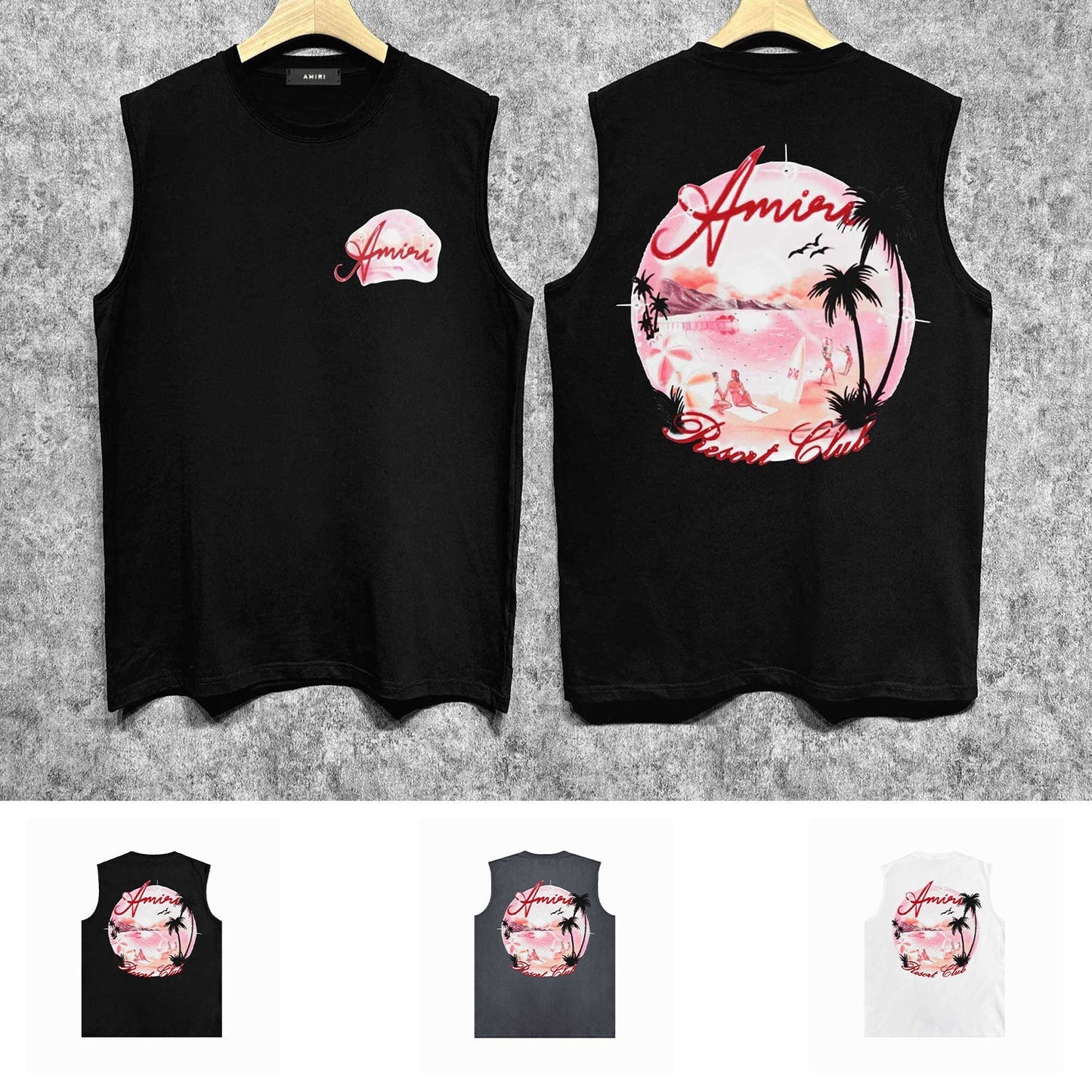 Amiri tank top pink beach print