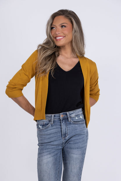 Open Bolero Women's Everyday 3/4 Sleeve Cardigan