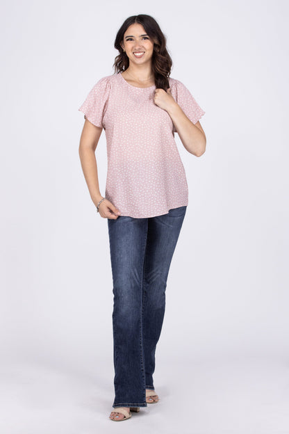 People Fall In Love Everyday Ruffle Short Sleeve Top