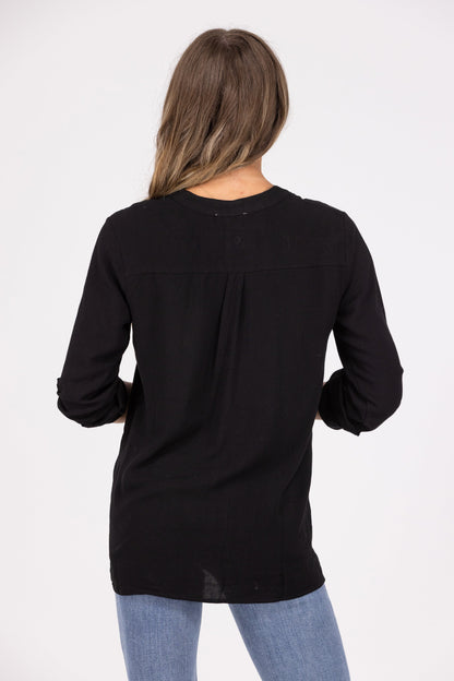 Let You Go Women's Linen Button Down Long Sleeve Top