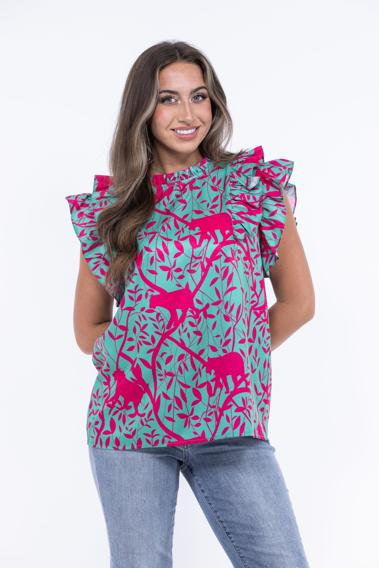 Precious Moment Women's Patterned Short Sleeve Top