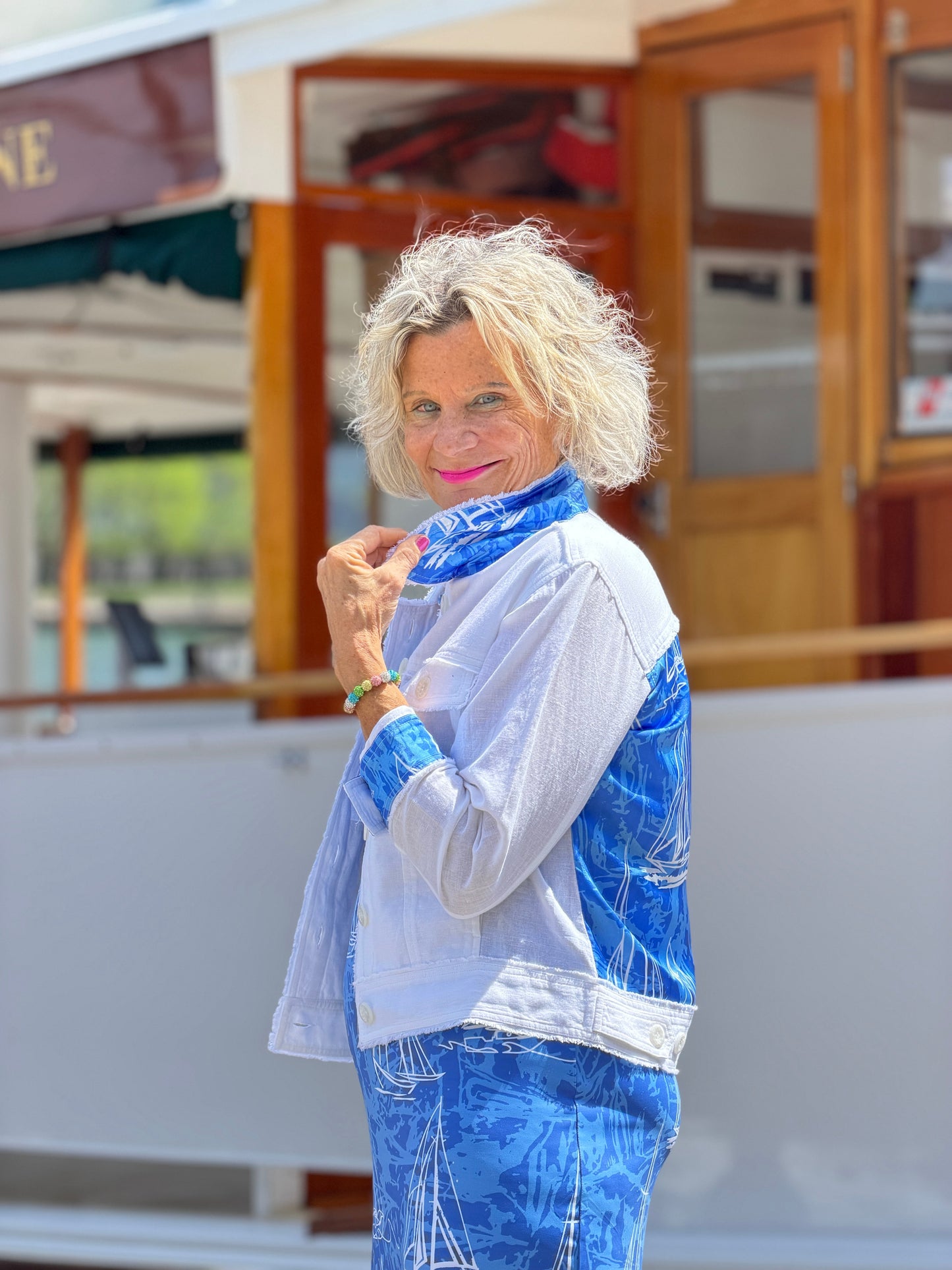 HARBOR BLUES SAILBOAT LINEN  JACKET