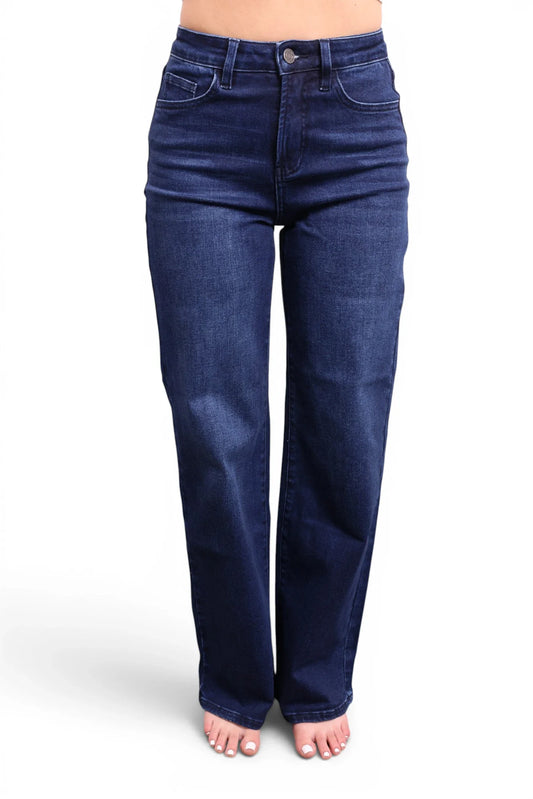 The Jenny High-Rise Tummy Control Vintage Dark Blue Wide Leg Jeans