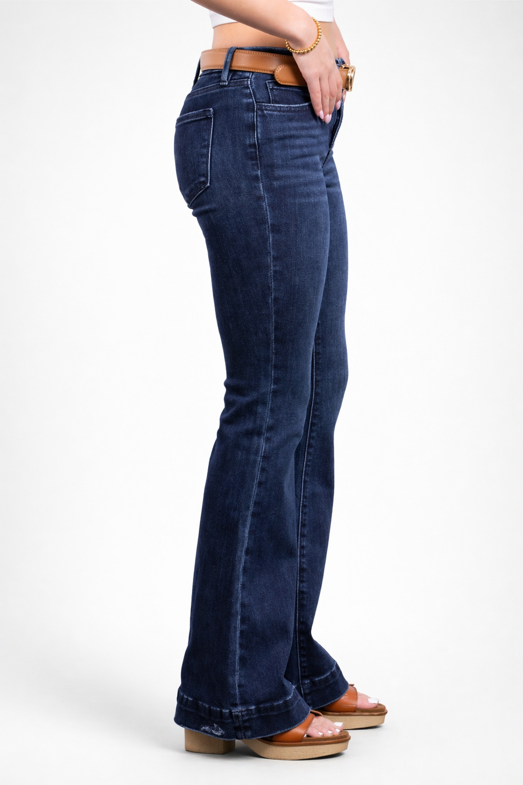 The Gwen Mid-Rise Tummy Control Flare - Three Inseams (Blue)