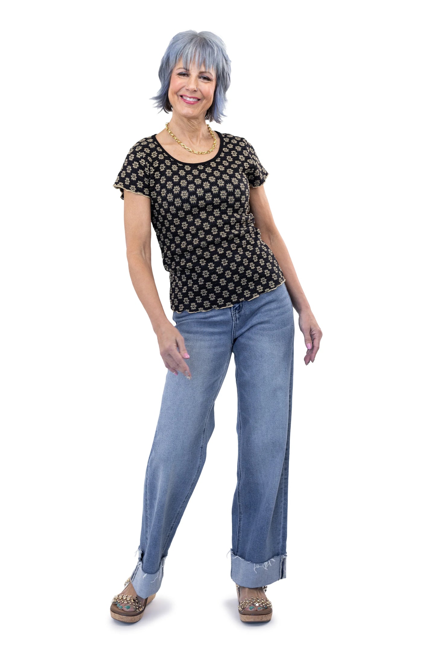 Women's Floral Lace Short Sleeve Top