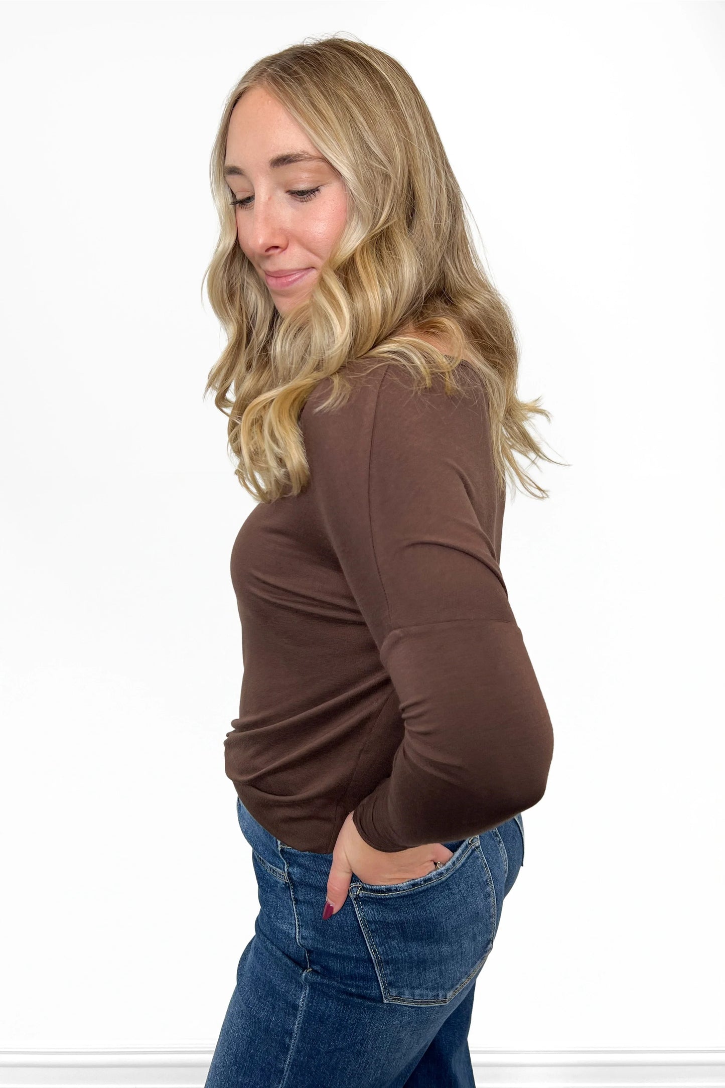 ALB Custom Women's Premium Everyday Scoop Neck Long Sleeve Top