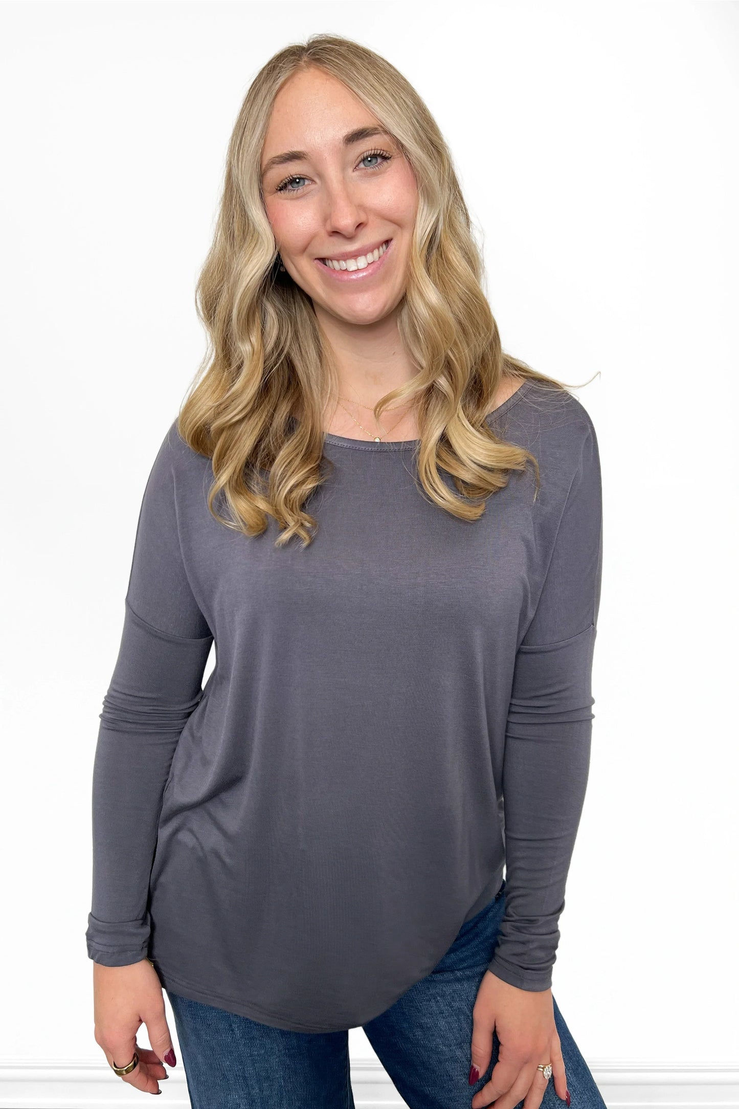 ALB Custom Women's Premium Everyday Scoop Neck Long Sleeve Top