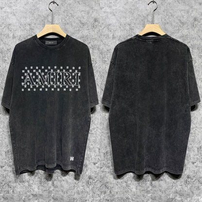 Amiri T Shirts Washed and Worn Retro Short Sleeve T-shirt