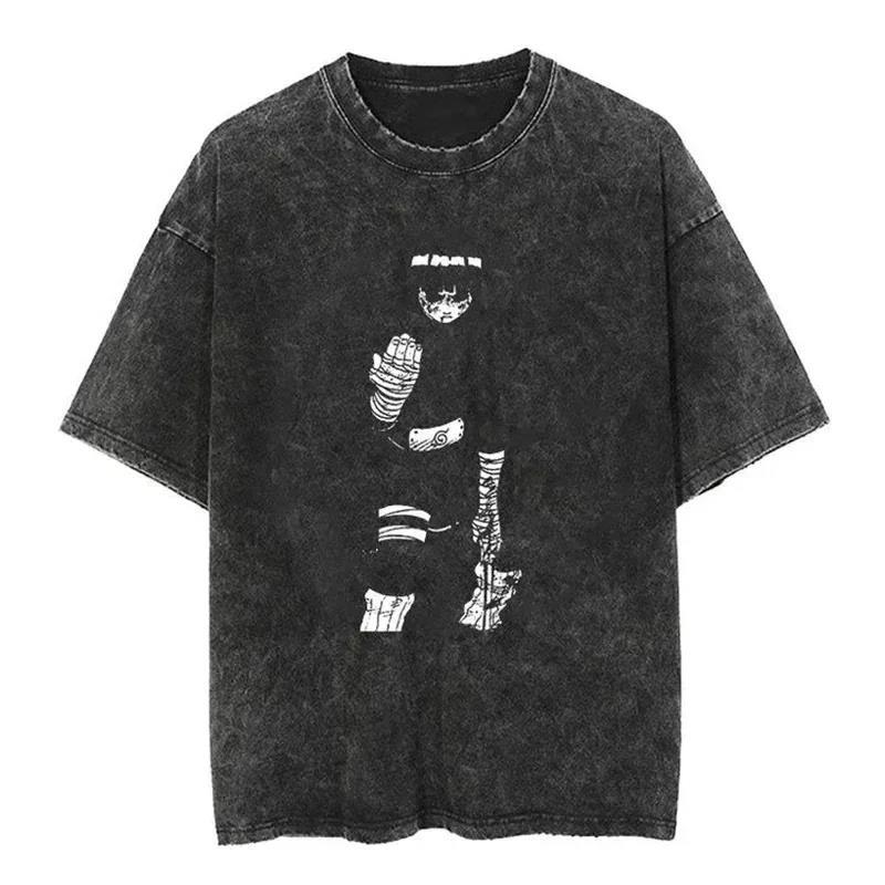 2024Streetwear Tshirt Japanese Anime Graphic Vintage Washed