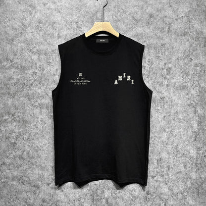 Amiri tank top bone white bone crack letterprinting
